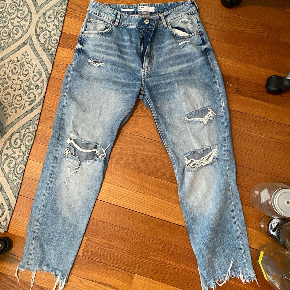 Bershka light washed ripped jeans